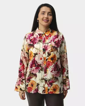Блузка из вискозы с крупным цветочным принтом