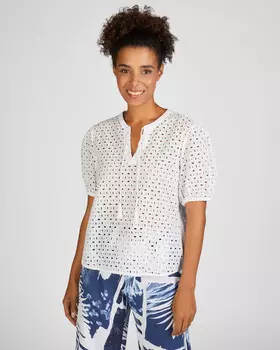 Блузка прямого кроя из 100% хлопка с вырезом на кулиске