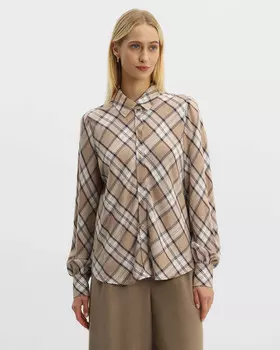 Блузка прямого кроя из смесовой вискозы в клетку