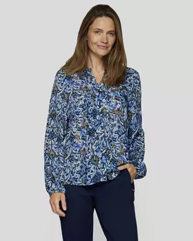 Блузка прямого кроя с длинным рукавом и цветочным принтом