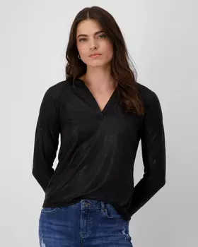 Блузка прямого кроя с фойл-напылением