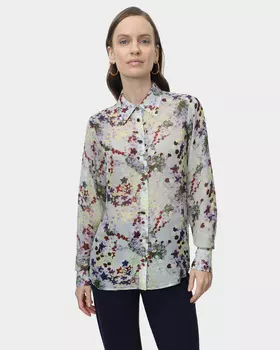 Блузка прямого кроя с застежкой на пуговицы