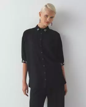 Удлиненная рубашка из смеси вискозы и льна