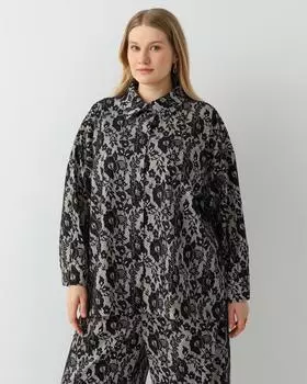 Рубашка на пуговицах из ткани, дублированной кружевом