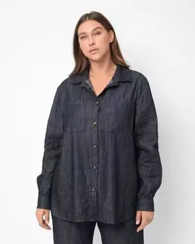 Блузка, р. 46, цвет Темно-синий деним