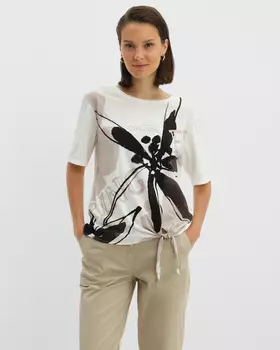 Приталенная блузка с завязками по низу и цветочным принтом