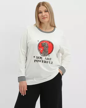 Блузка, р. 52, цвет Молочный мультиколор