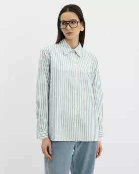 Блузка, р. 54, цвет Белый/синий