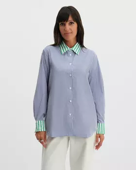 Блузка, р. 54, цвет Белый/синий