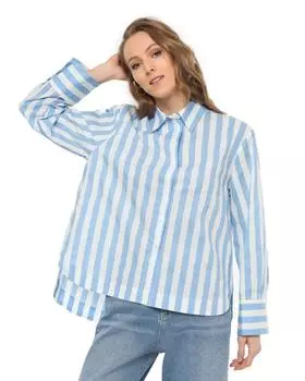 Блузка, р. 54, цвет Синий в полоску