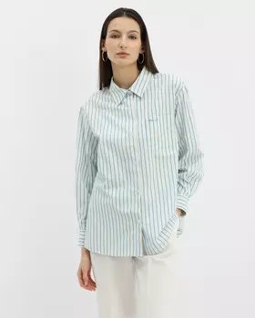 Блузка, р. 58, цвет Белый/синий