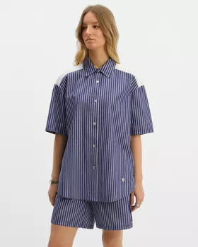 Блузка, р. 58, цвет Синий/белый