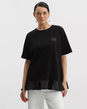 Футболка свободного кроя с декором рюшами