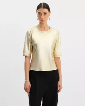 Футболка из хлопкового трикотажа с эффектом жидкого металла