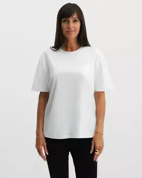 Футболка из хлопка со съемными перьями на рукавах