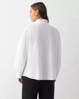 Дизайнерская блузка свободного кроя с воротником-стойкой