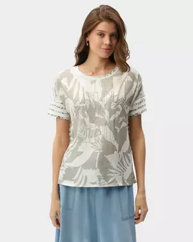 Блузка с абстрактным принтом и термостразами