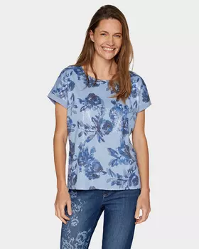 Блузка с цветочным принтом и пайетками