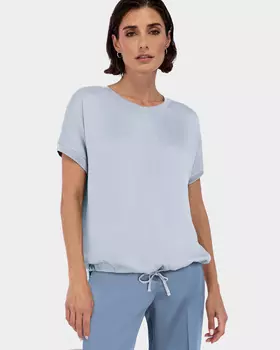 Блузка с короткими рукавами и регулируемой кулиской по низу