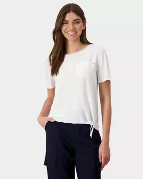 Блузка с нагрудным карманом и регулируемой кулиской по низу