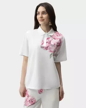 Блузка с воротником-поло из 100% хлопка