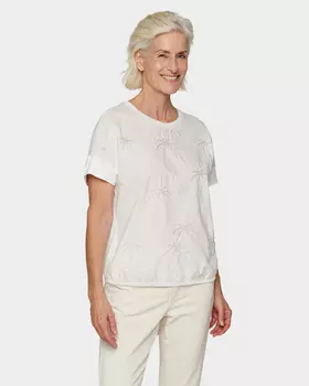 Блузка с вышитыми бисером пальмами