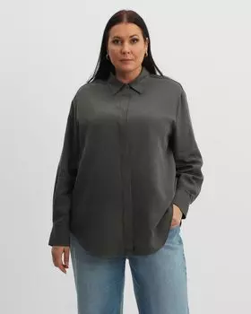 Блузка свободного кроя из тенсела со льном