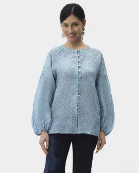 Блузка свободного кроя с объемными рукавами