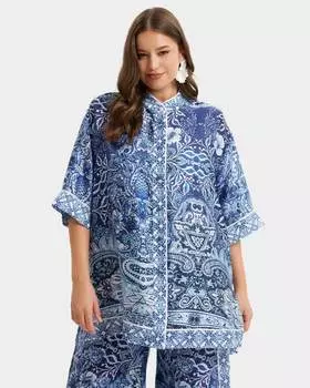 Блузка свободного кроя с удлиненной спинкой