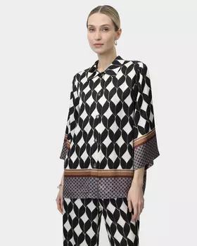 Блузка свободного силуэта с графичным принтом