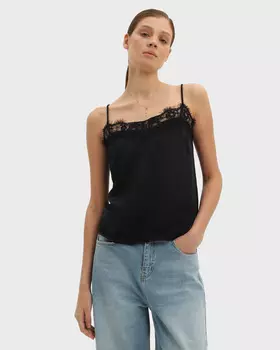 Блузка-топ из шелка и вискозы с кружевной вставкой
