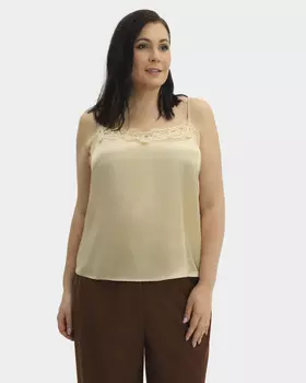 Блузка-топ из шелка и вискозы с кружевной вставкой