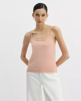 Блузка-топ на бретельках с кружевом по низу