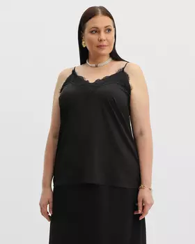 Блузка-топ из вискозного сатина с отделкой из нежного кружева