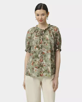 Блузка трапециевидного кроя с цветочным принтом