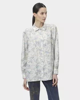 Блузка трапециевидного силуэта с принтом