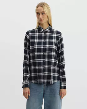 Блузка в клетку свободного кроя из хлопка и вискозы
