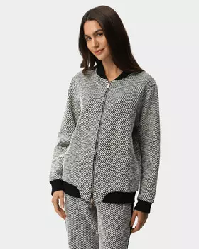 Бомбер из фактурного материала в полоску с мерцающей люрексной нитью