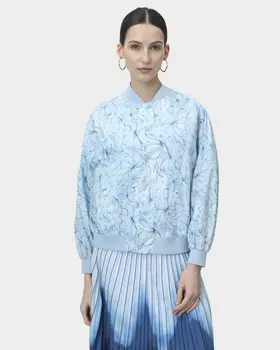 Бомбер оверсайз-кроя с воротником-стойкой и цветочным принтом