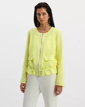 Льняной бомбер с регулируемым низом