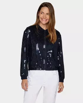 Бомбер с пришивными мерцающими пайетками