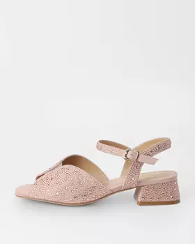 Босоножки из натуральной замши, украшенные стразами, с застежкой на щиколотке