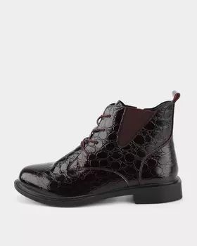 Ботинки из лакированной кожи с тиснением под рептилию