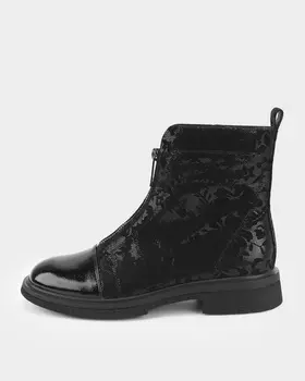 Ботинки из натуральной кожи с тисненым цветочным узором