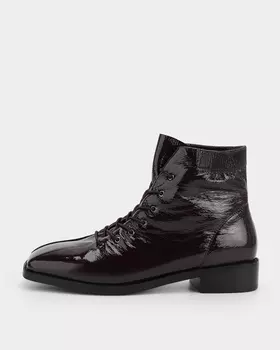 Ботинки из натуральной лакированной кожи с квадратной носочной частью