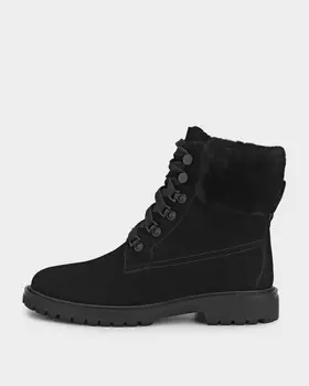 Ботинки из натуральной замши с опушкой и подкладкой из натурального меха