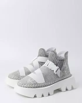 Ботинки ручной работы материалов с металлик-эффектом на высокой нескользящей подошве