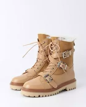 Утепленные ботинки из комбинации натуральной кожи и замши на молнии