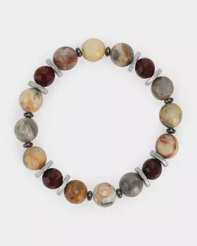 Браслет из янтаря, кахолонга и гематита