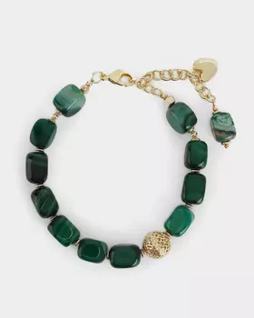 Браслет с натуральными камнями и подвеской в форме сердца